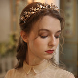 Baroque Leaf Bridal Tiara Crown Rhinestone Wedding Hair Piece