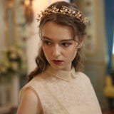 Baroque Leaf Bridal Tiara Crown Rhinestone Wedding Hair Piece