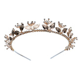 Baroque Leaf Bridal Tiara Crown Rhinestone Wedding Hair Piece