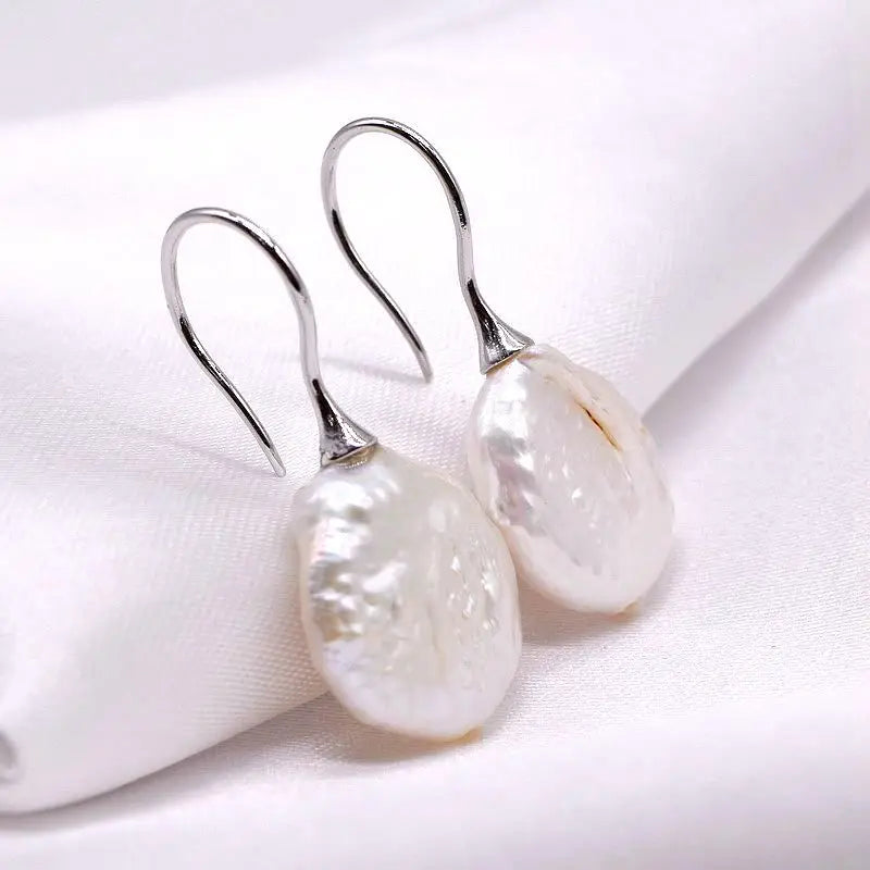 Baroque Freshwater Pearl Silver Earrings for Girls