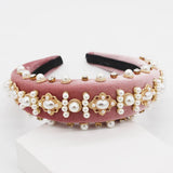 Baroque Exaggerated Headband with Rhinestone and Pearl