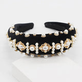 Baroque Exaggerated Headband with Rhinestone and Pearl