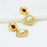 Baroque Palace Wind Earrings - Red Pearl Harbor Style