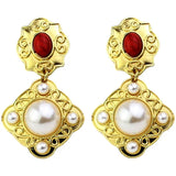 Baroque Palace Wind Earrings - Red Pearl Harbor Style