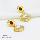 Baroque Palace Wind Earrings - Red Pearl Harbor Style