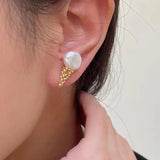 Baroque Pearl Ice Cream Stud Earrings 925 Silver Hypoallergenic