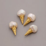 Baroque Pearl Ice Cream Stud Earrings 925 Silver Hypoallergenic