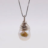 Baroque Pearl Necklace, Sterling Silver Pendant, Handmade Ladies Silver Necklace