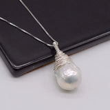 Baroque Pearl Necklace, Sterling Silver Pendant, Handmade Ladies Silver Necklace