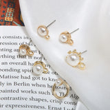 Baroque Retro Mini Pearl Round Belt Hanging Alloy Earrings