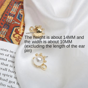 Baroque Retro Mini Pearl Round Belt Hanging Alloy Earrings