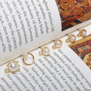 Baroque Retro Mini Pearl Round Belt Hanging Alloy Earrings