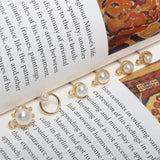 Baroque Retro Mini Pearl Round Belt Hanging Alloy Earrings