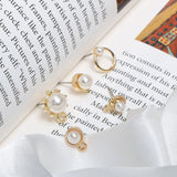 Baroque Retro Mini Pearl Round Belt Hanging Alloy Earrings