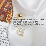 Baroque Retro Mini Pearl Round Belt Hanging Alloy Earrings