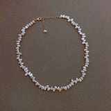 Baroque Rice Pearl Necklace Freshwater Femininity Red Clavicle Chain