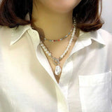 Baroque Pearl Necklace Femininity Short Clavicle Chain Water Drop Pendant