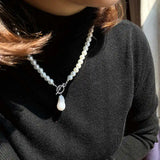 Baroque Pearl Necklace Femininity Short Clavicle Chain Water Drop Pendant