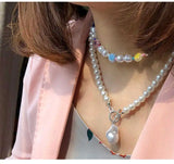 Baroque Pearl Necklace Femininity Short Clavicle Chain Water Drop Pendant