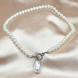 Baroque Pearl Necklace Femininity Short Clavicle Chain Water Drop Pendant