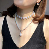Baroque Pearl Necklace Femininity Short Clavicle Chain Water Drop Pendant