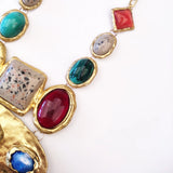 Baroque Geometric Metal Stone Long Necklace Retro Court Sweater Chain