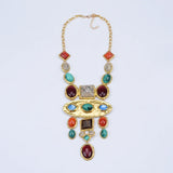 Baroque Geometric Metal Stone Long Necklace Retro Court Sweater Chain