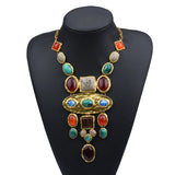 Baroque Geometric Metal Stone Long Necklace Retro Court Sweater Chain