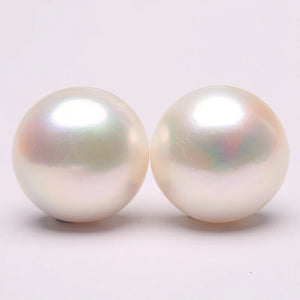 Freshwater Big Pearl Silver Stud Earrings 13-14mm Women
