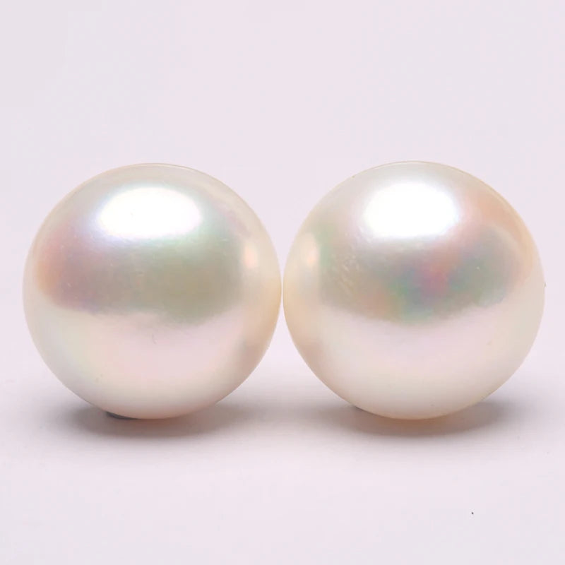 Freshwater Big Pearl Silver Stud Earrings 13-14mm Women