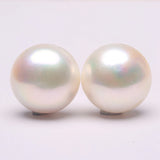 Freshwater Big Pearl Silver Stud Earrings 13-14mm Women