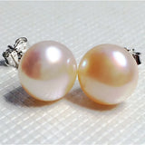 Freshwater Pearl Pink Purple Silver Stud Earrings for Women