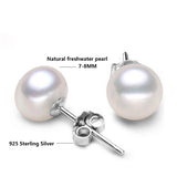 Freshwater Pearl Pink Purple Silver Stud Earrings for Women