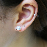 Freshwater Pearl Pink Purple Silver Stud Earrings for Women