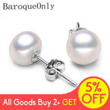Freshwater Pearl Pink Purple Silver Stud Earrings for Women