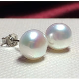 Freshwater Pearl Pink Purple Silver Stud Earrings for Women