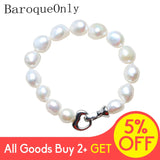 Natural Freshwater Pearl Bracelet for Women Heart Hook Real Pearl Bracelet