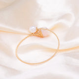14K Adjustable Pearl Bracelet Vintage Style Bangle