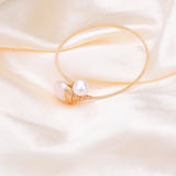 14K Adjustable Pearl Bracelet Vintage Style Bangle