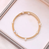 14k Gold-Filled Freshwater Pearl Wire Strings Bracelet
