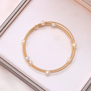 14k Gold-Filled Freshwater Pearl Wire Strings Bracelet