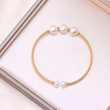 14k Gold-Filled Freshwater Pearl Wire Strings Bracelet