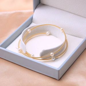 14k Gold-Filled Freshwater Pearl Wire Strings Bracelet