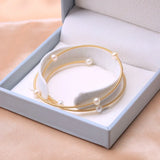 14k Gold-Filled Freshwater Pearl Wire Strings Bracelet