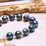 925 Silver Heart Clasp Pearl Bracelet, Green Multiple Sizes