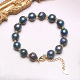 925 Silver Heart Clasp Pearl Bracelet, Green Multiple Sizes