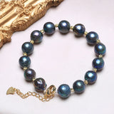 925 Silver Heart Clasp Pearl Bracelet, Green Multiple Sizes