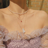 Natural Freshwater 3mm Rice Pearl Necklace 925 Sterling Silver Pendant