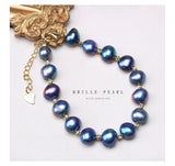 Natural Freshwater Pearl Bracelet Gray Pink 9-10MM HQK9