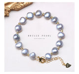 Natural Freshwater Pearl Bracelet Gray Pink 9-10MM HQK9